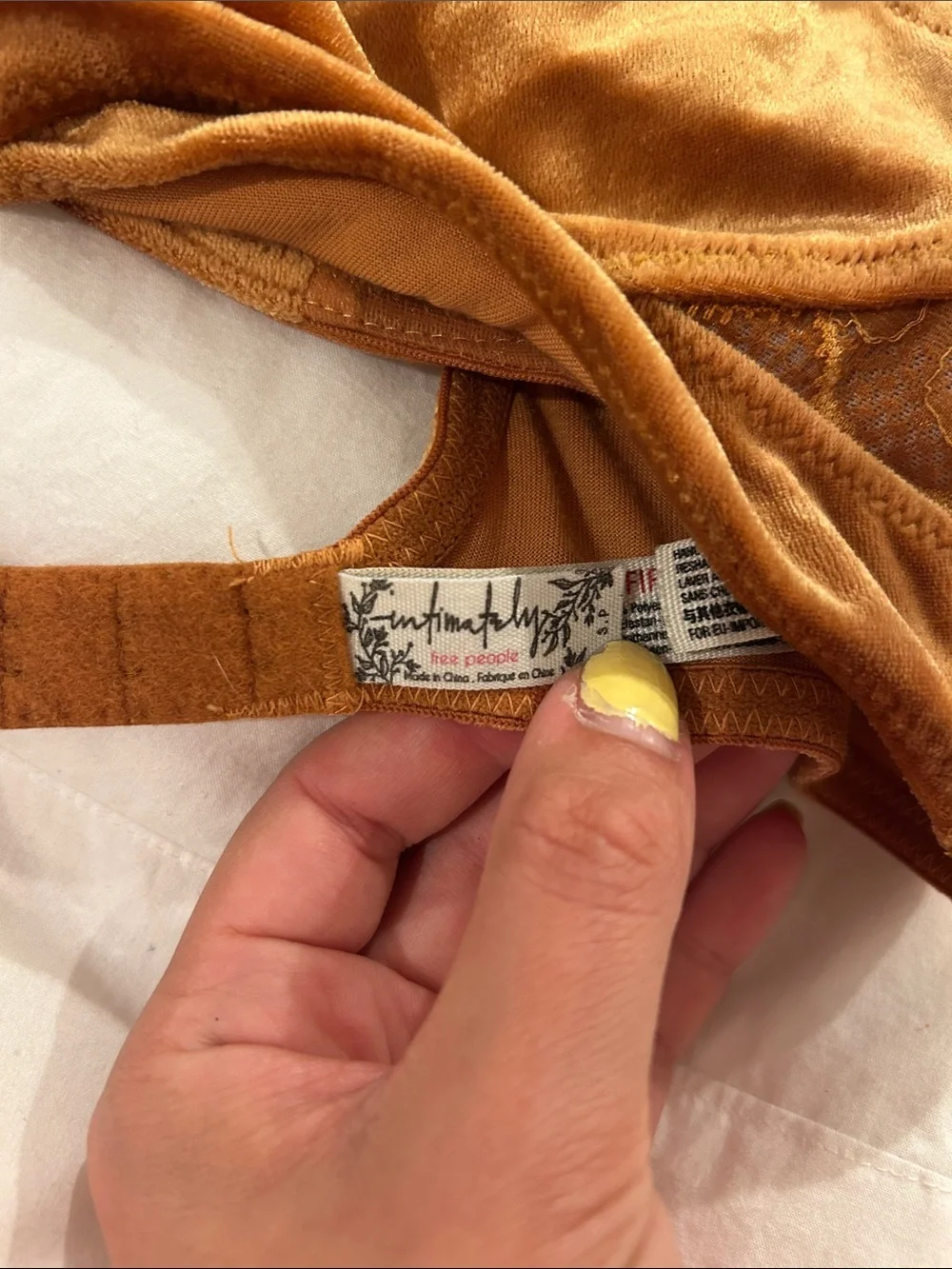 Free People Velvet Lace Bralette in Copper Brown